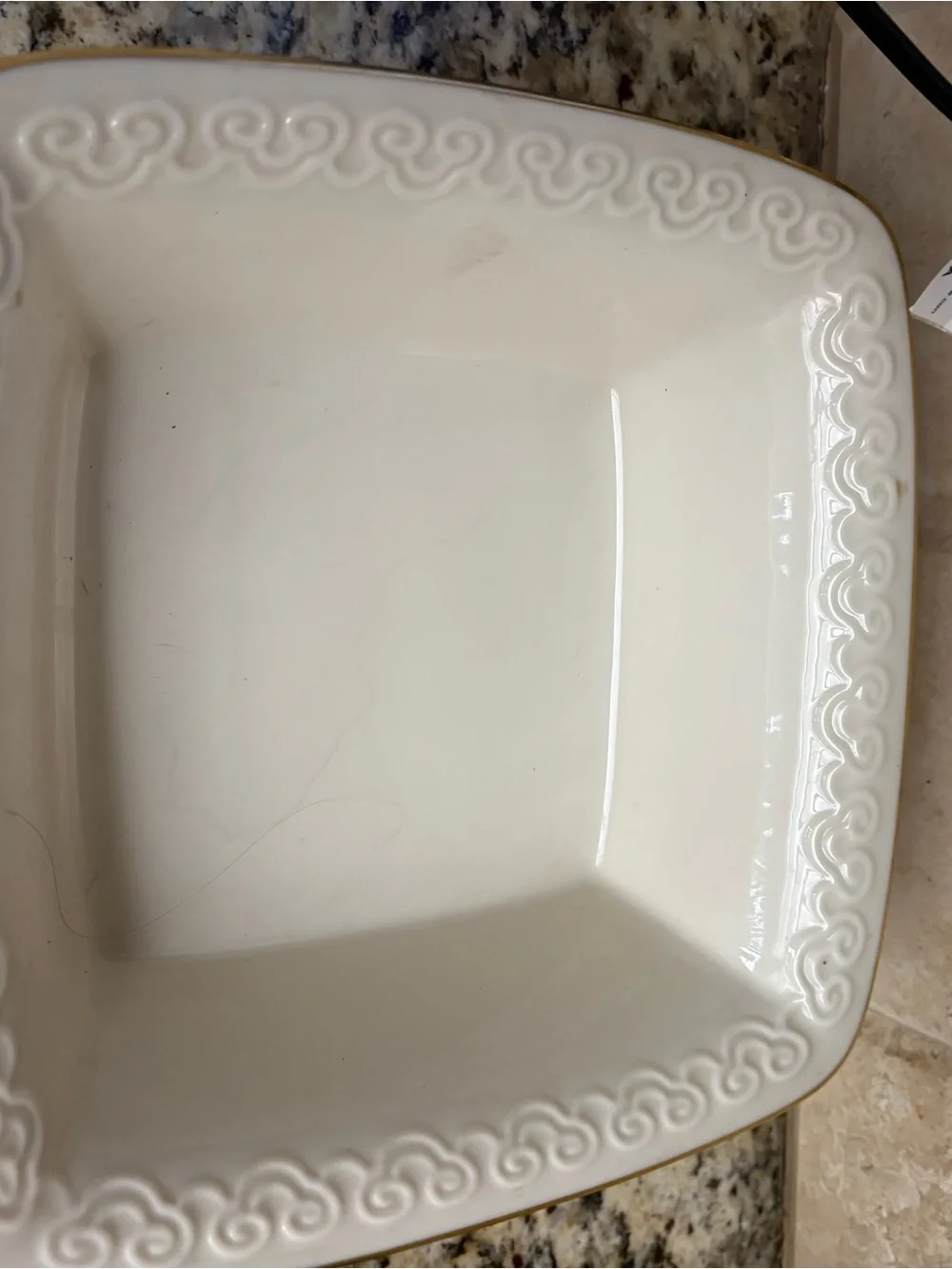 Lenox Cream Ceramic Footed Vanity Tray with Gold Rim